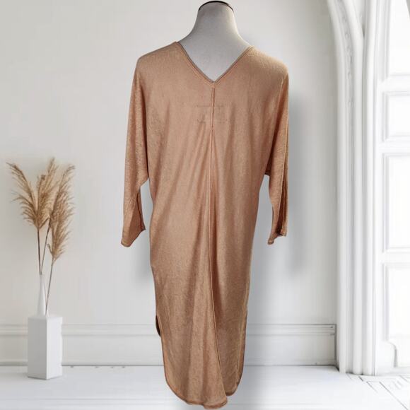 By Malene Birger Linen Knit V-Neck Midi Dress 3/4 Sleeve Minimalist S Inneas - Picture 4 of 16